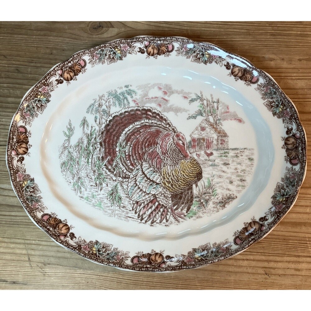 Johnson Brothers Autumn Monarch Platter Plate Fall Thanksgiving turkey 13.7” NWT